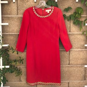 MICHAEL Michael Kors Red Studded Sheath Dress
